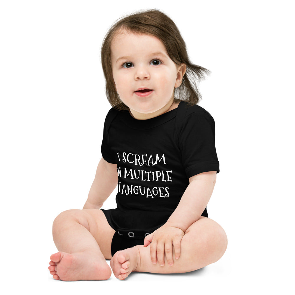 MultiLingual Screamer Baby short sleeve one piece (multiple colors)
